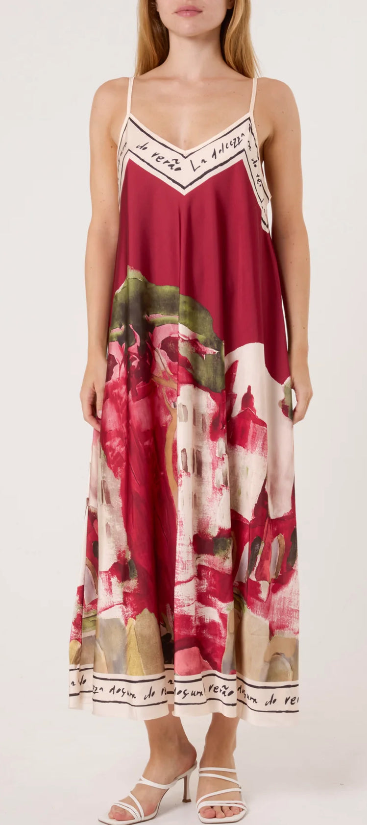 Cami border print dress (long)