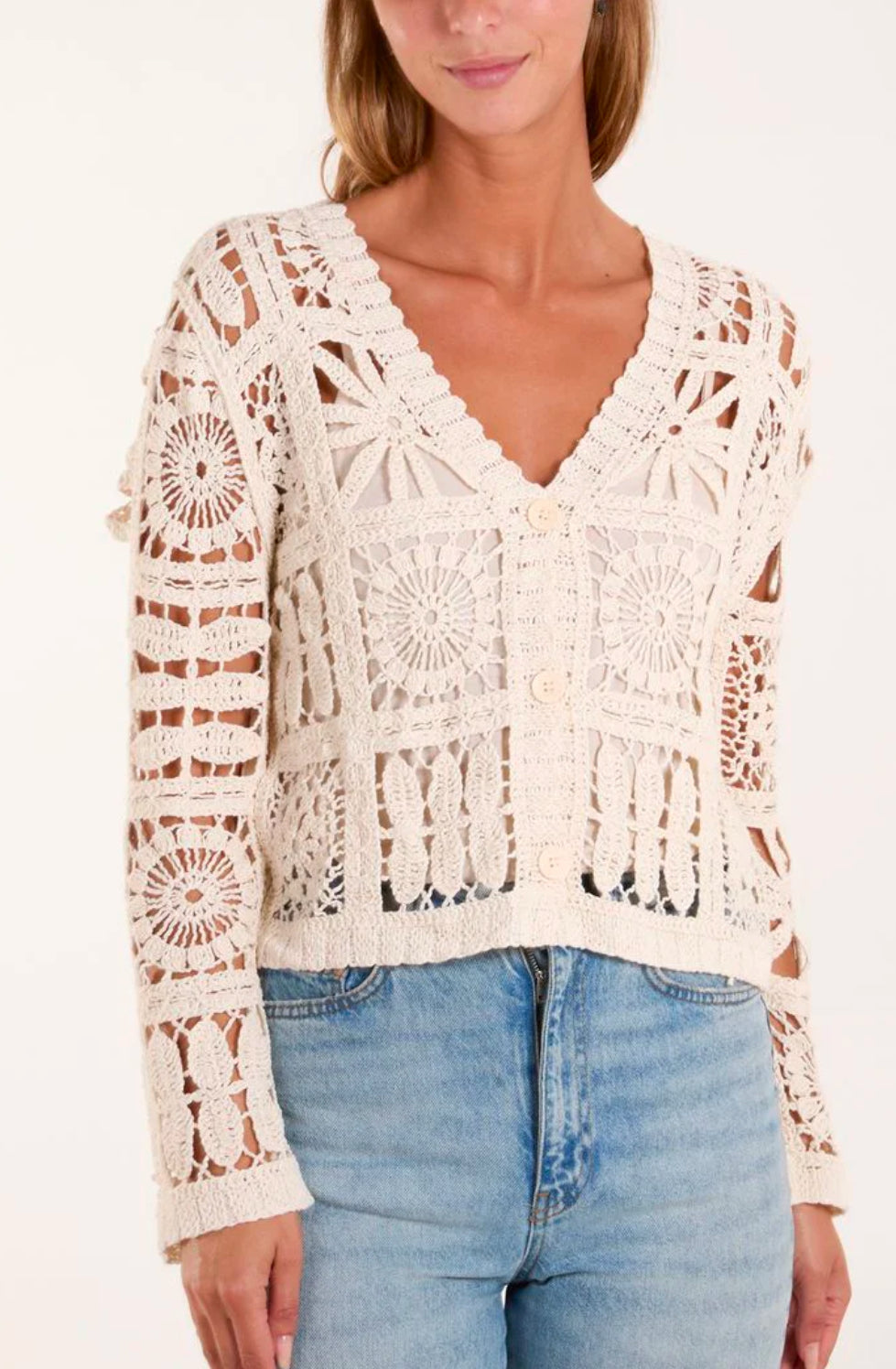 Crochet v-neck cardigan