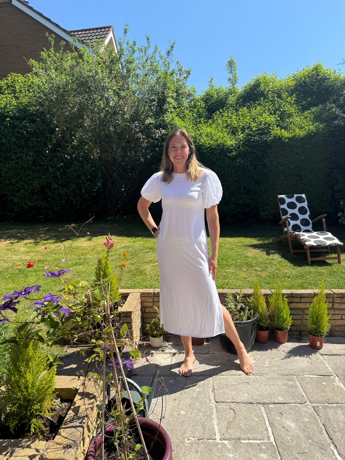 Puff sleeve anglaise maxi dress