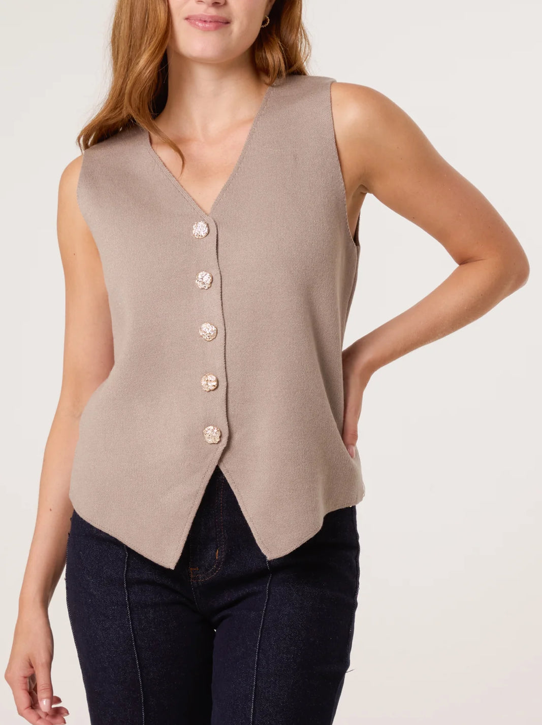 Gold flower knitted waistcoat