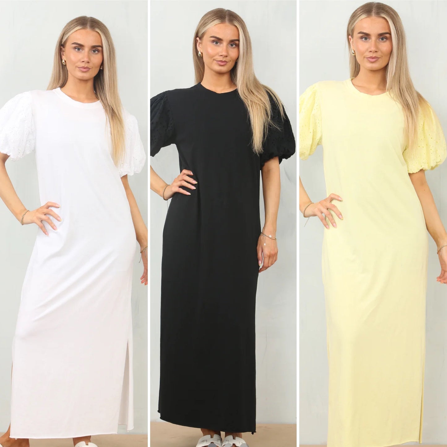 Puff sleeve anglaise maxi dress