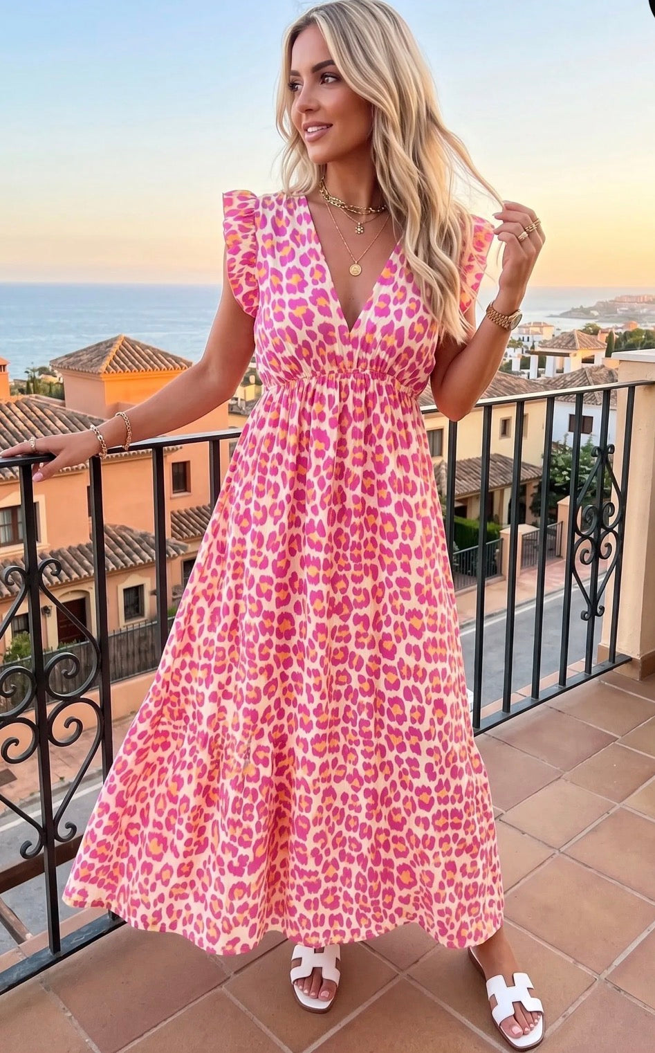 Leopard print long dress