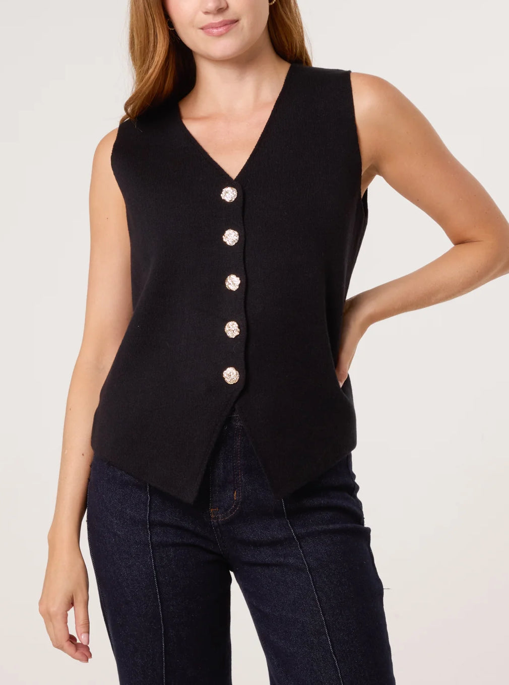 Gold flower knitted waistcoat