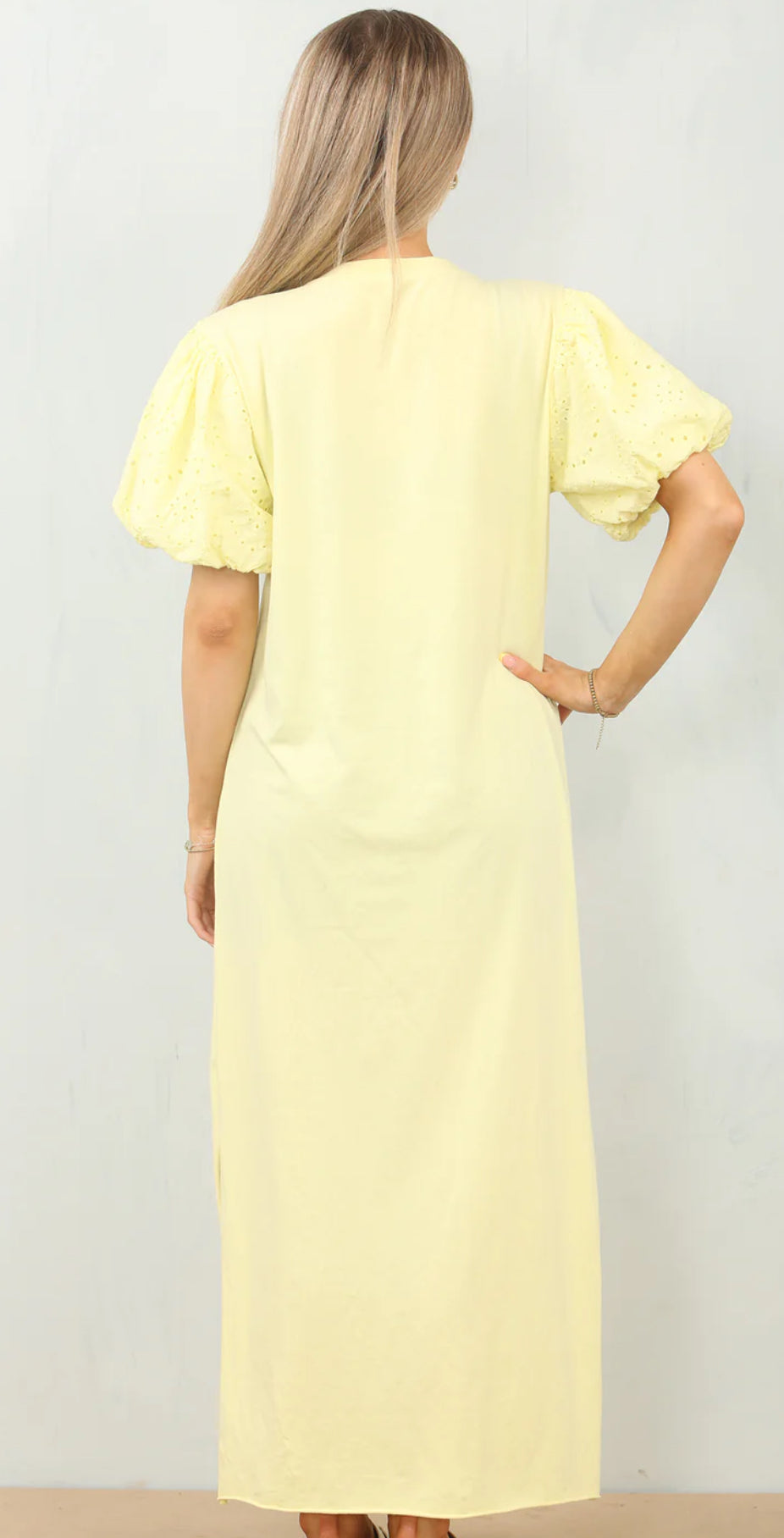 Puff sleeve anglaise maxi dress