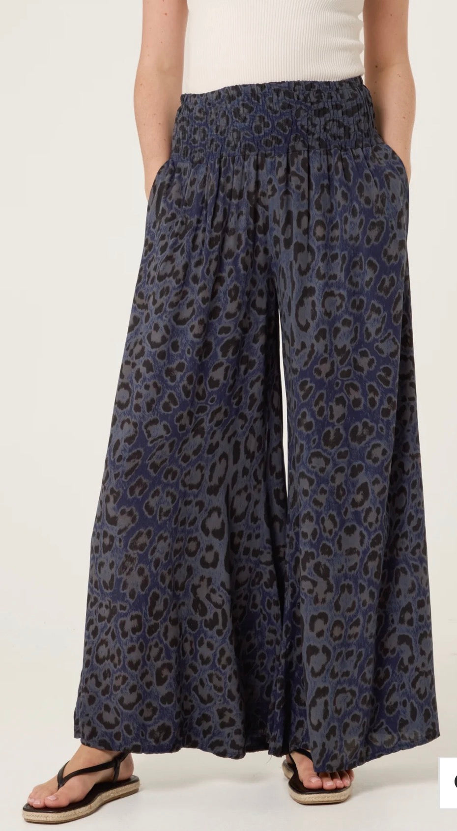Leopard print wide leg trousers
