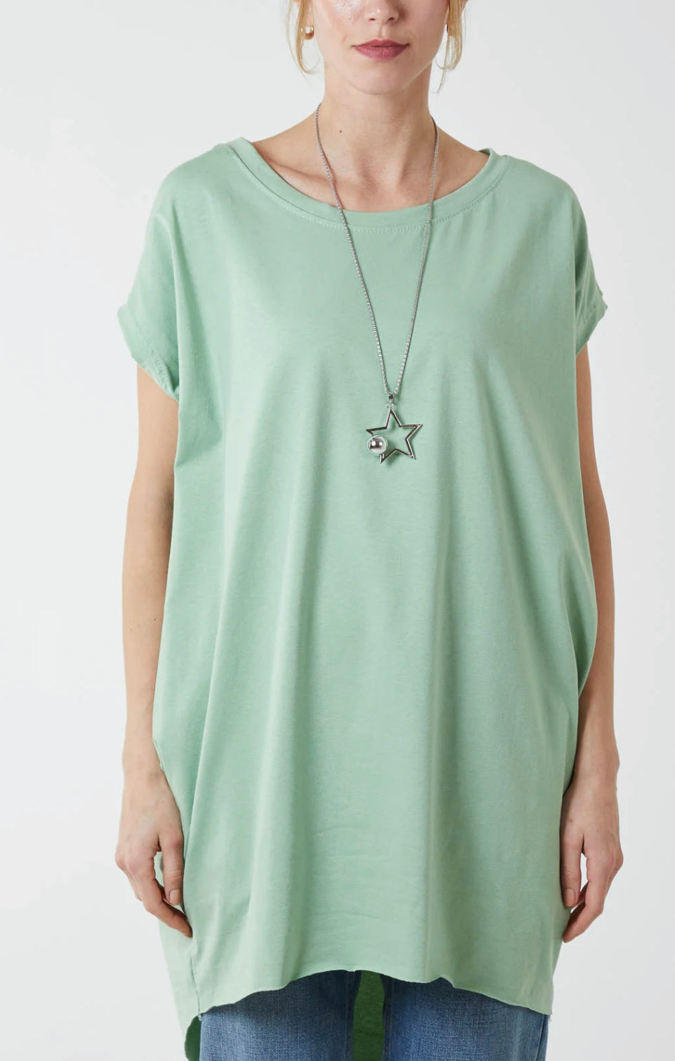 Cap sleeve longer length T-shirt