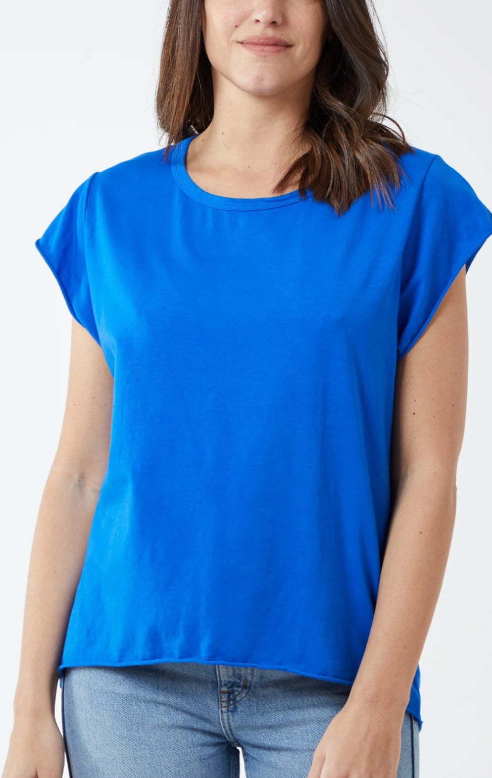 Cap sleeve roll edged top