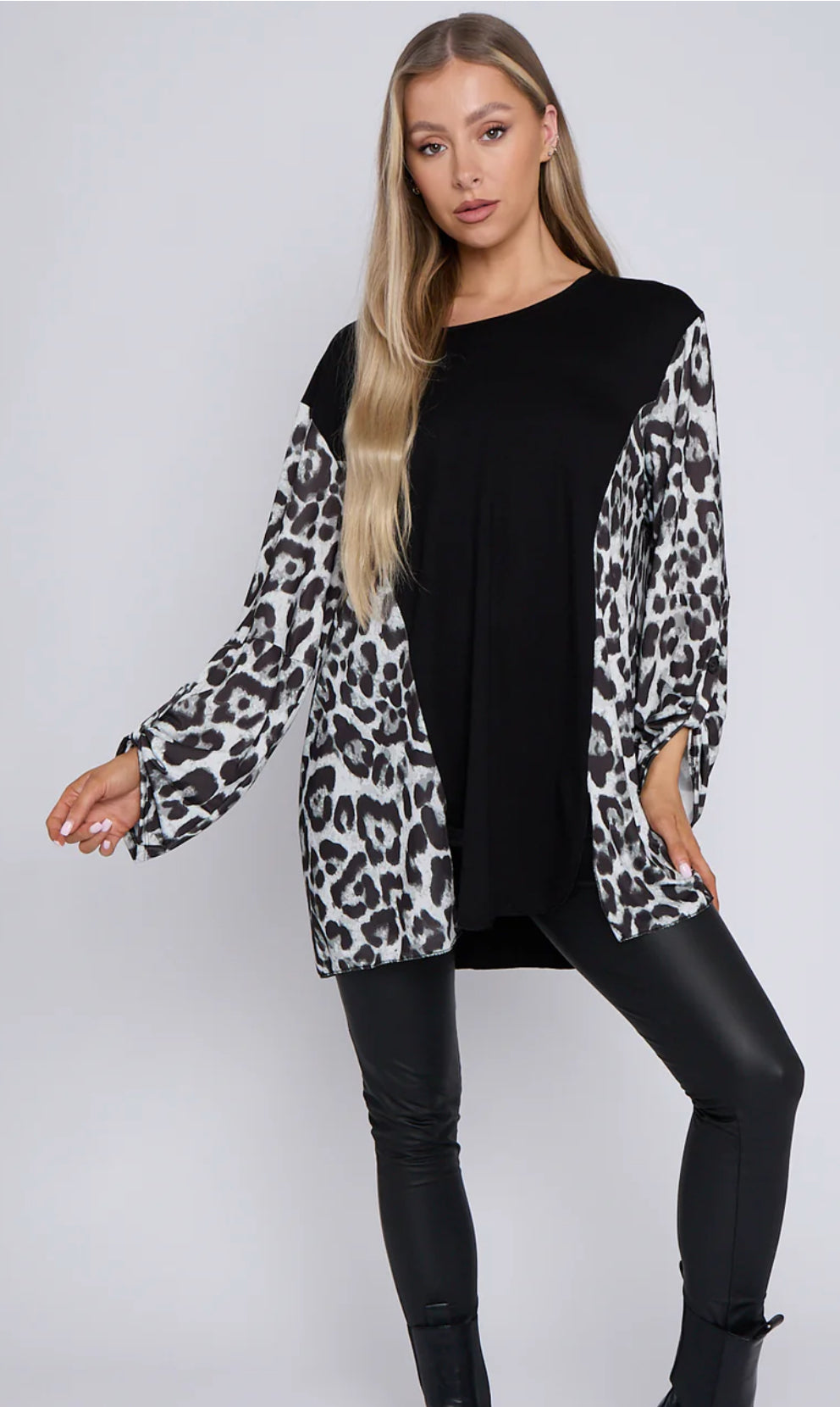 Leopard sleeve top