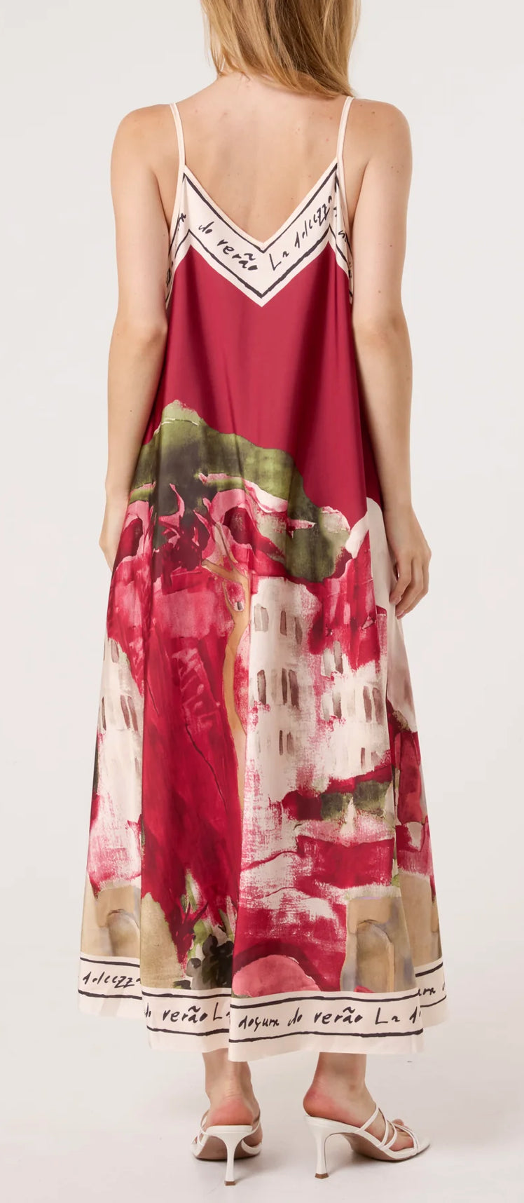 Cami border print dress (long)