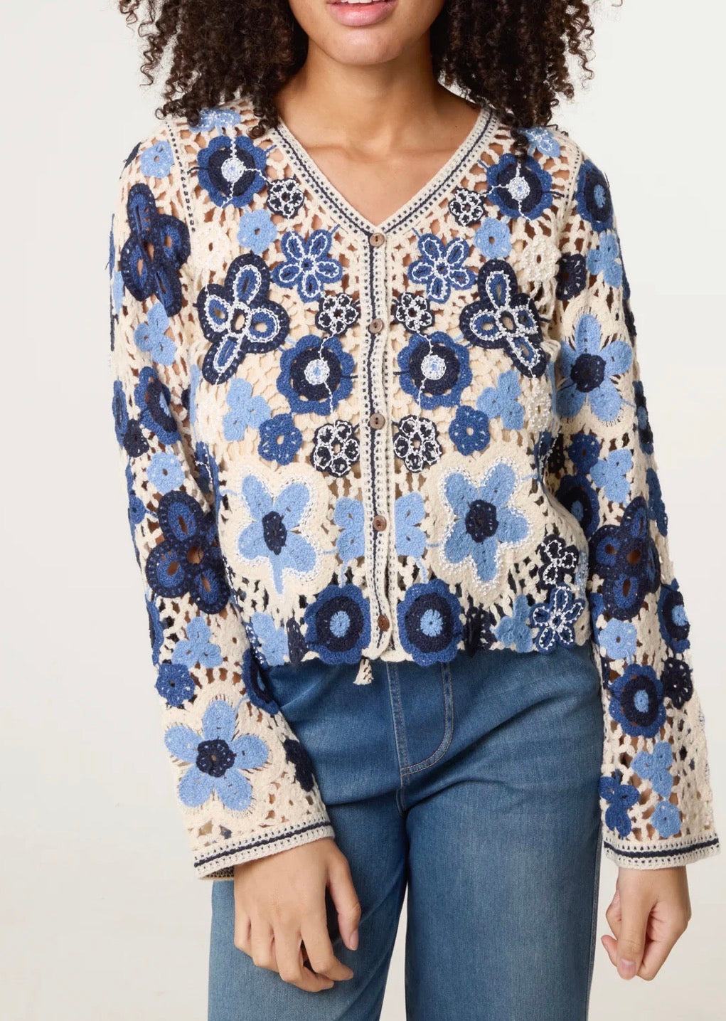 Crochet v-neck cardigan