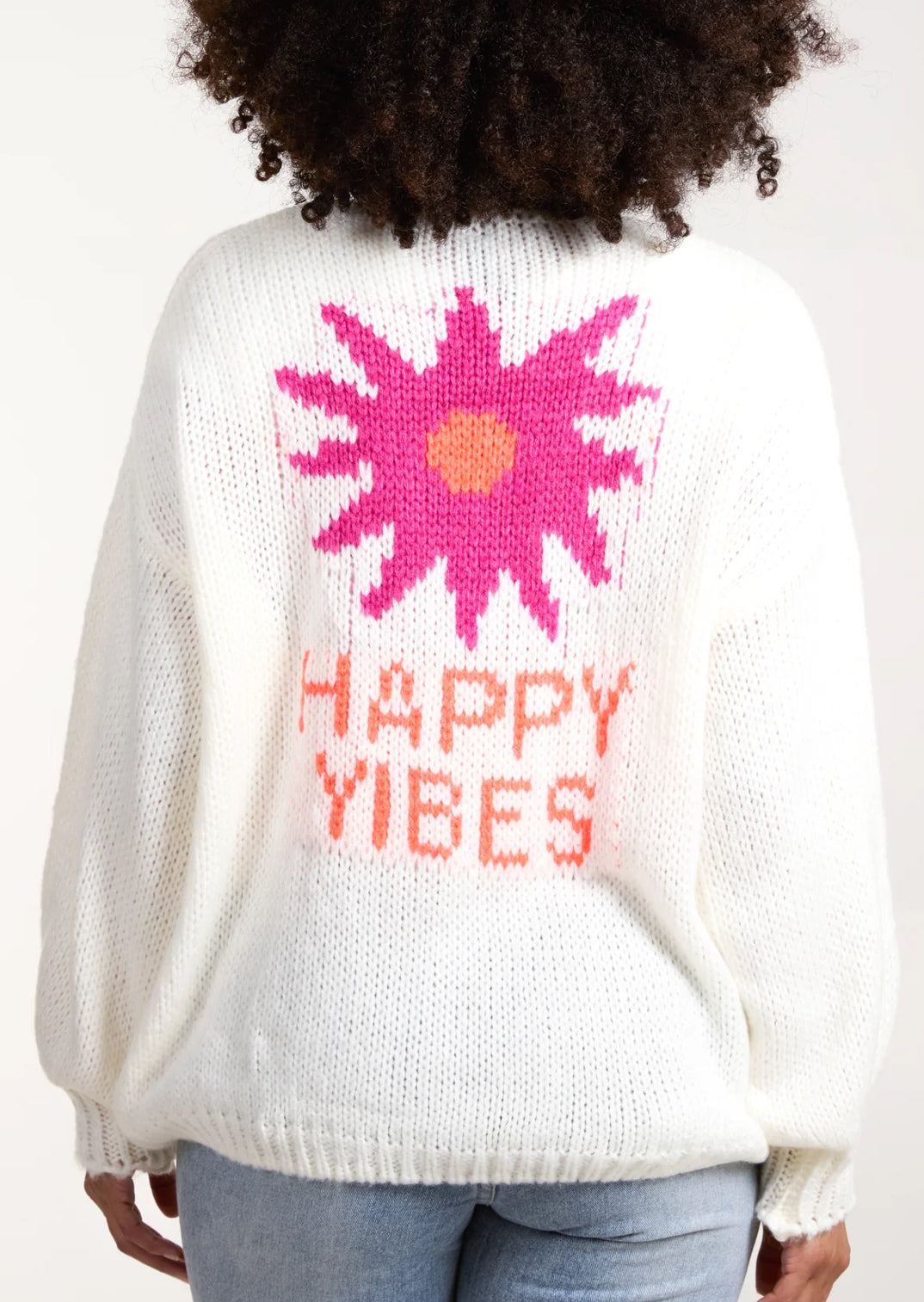 ‘Happy Vibes’ flower cardigan