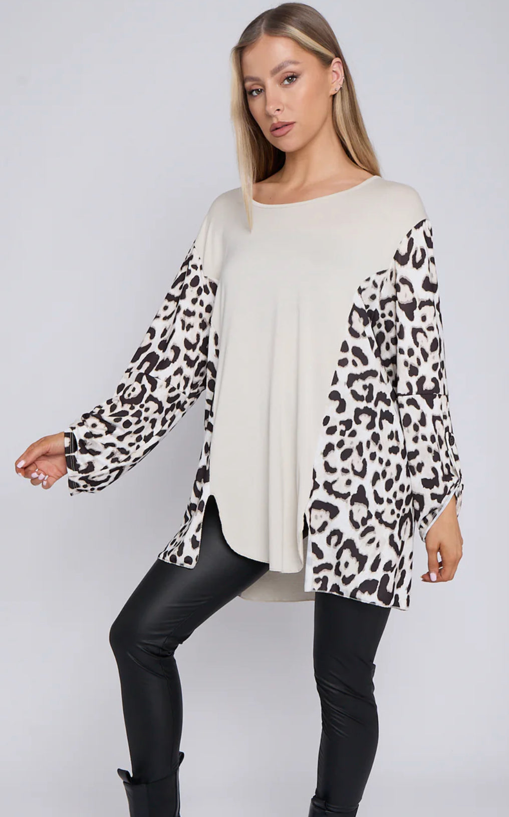 Leopard sleeve top