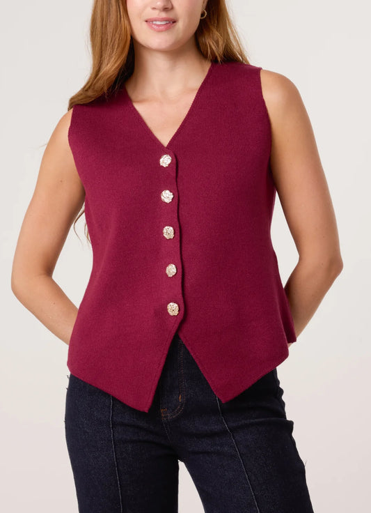 Gold flower knitted waistcoat