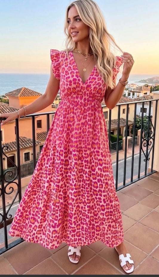 Leopard print long dress