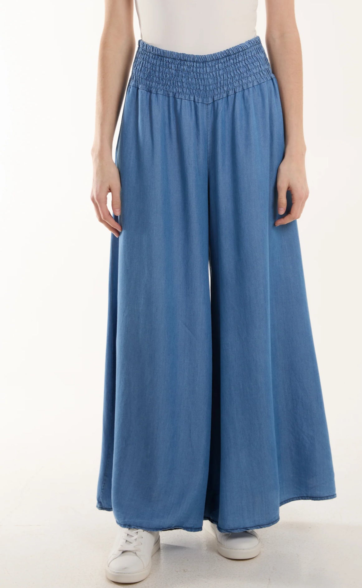 Wide leg denim pocket trousers