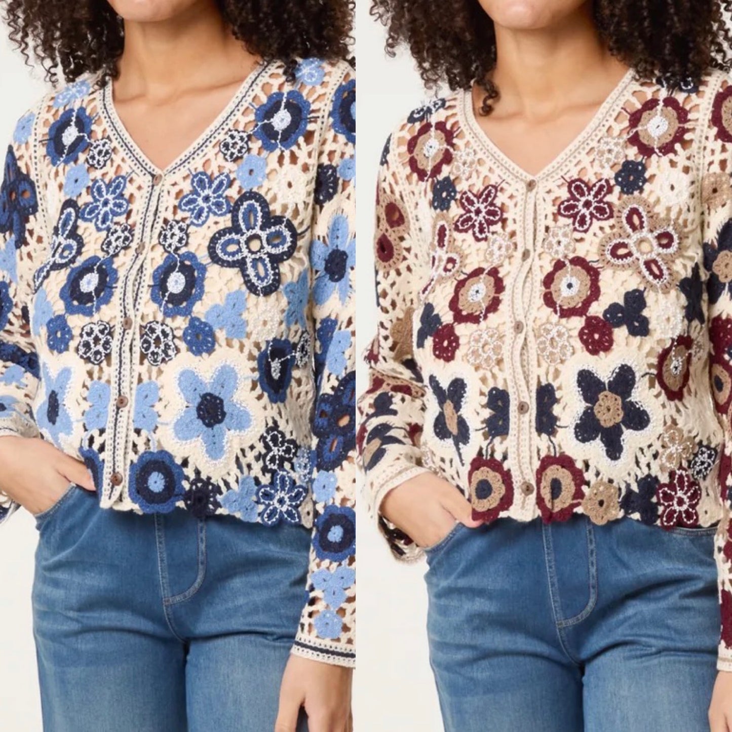 Crochet v-neck cardigan