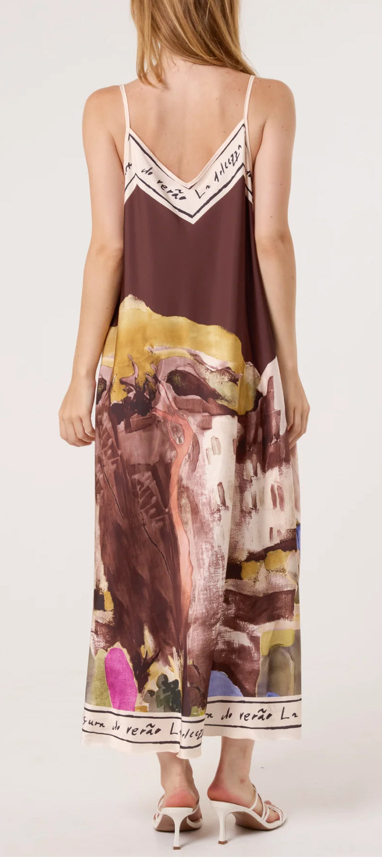 Cami border print dress (long)