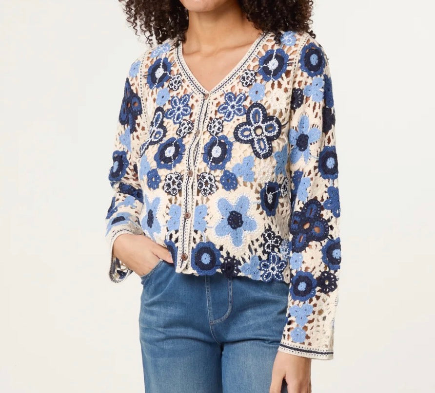 Crochet v-neck cardigan