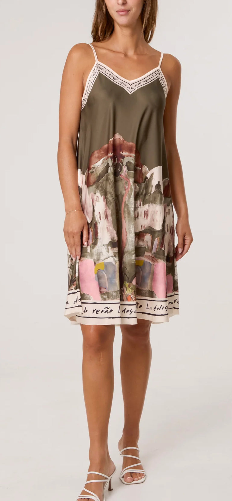 Cami border print dress (short)