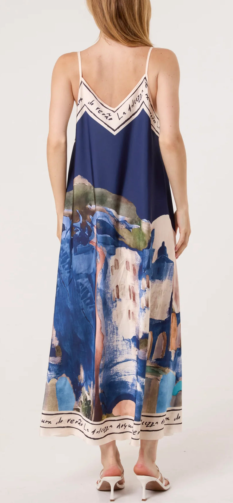 Cami border print dress (long)