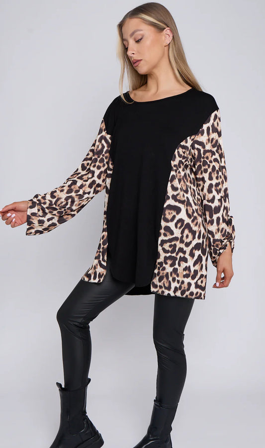 Leopard sleeve top