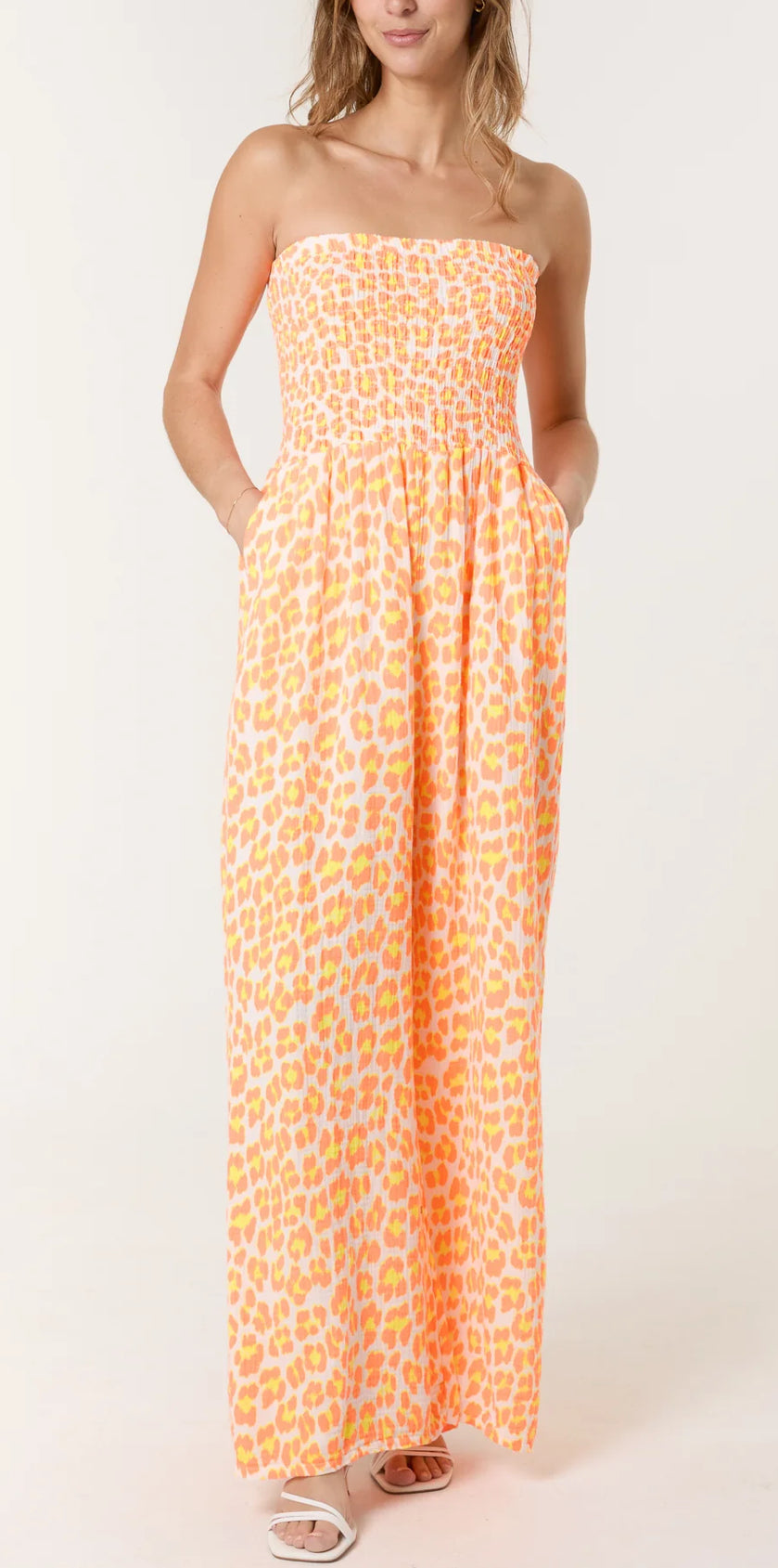Animal print sleeveless jumpsuit