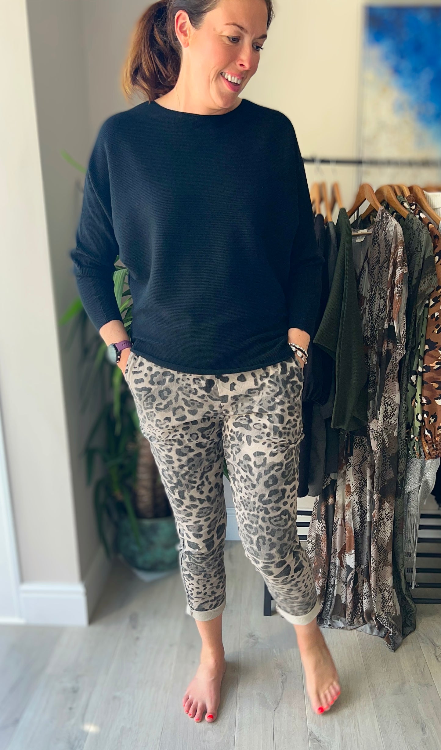 Leopard print magic trousers