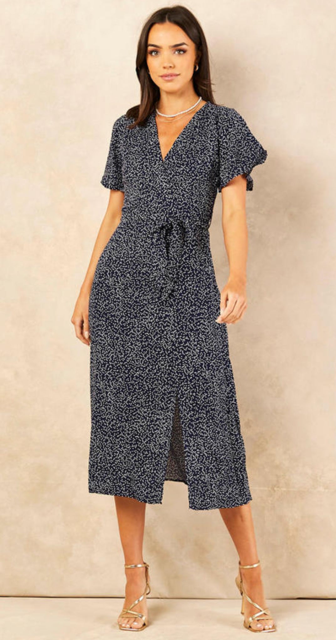 Wrap midi dress in print