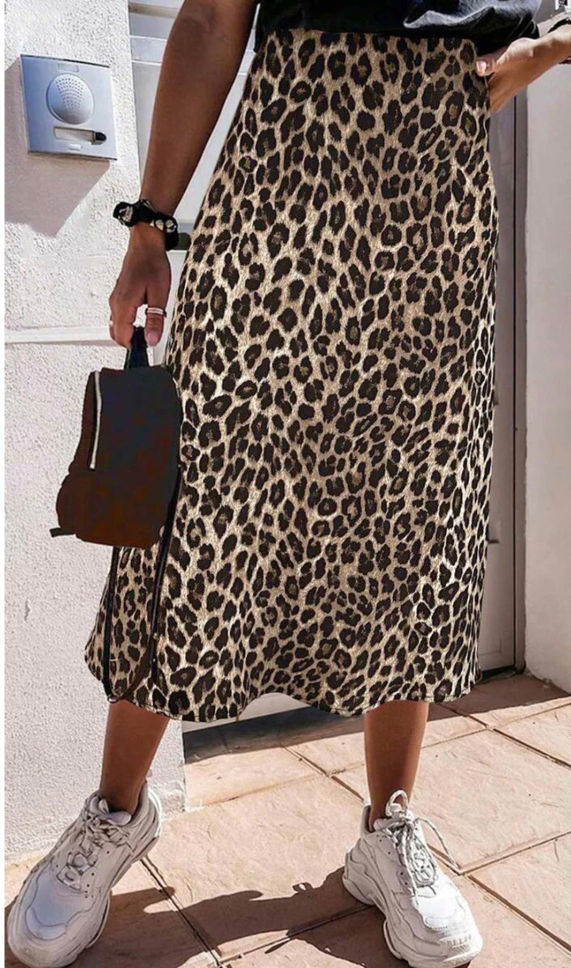 Riva satin skirt in leopard print