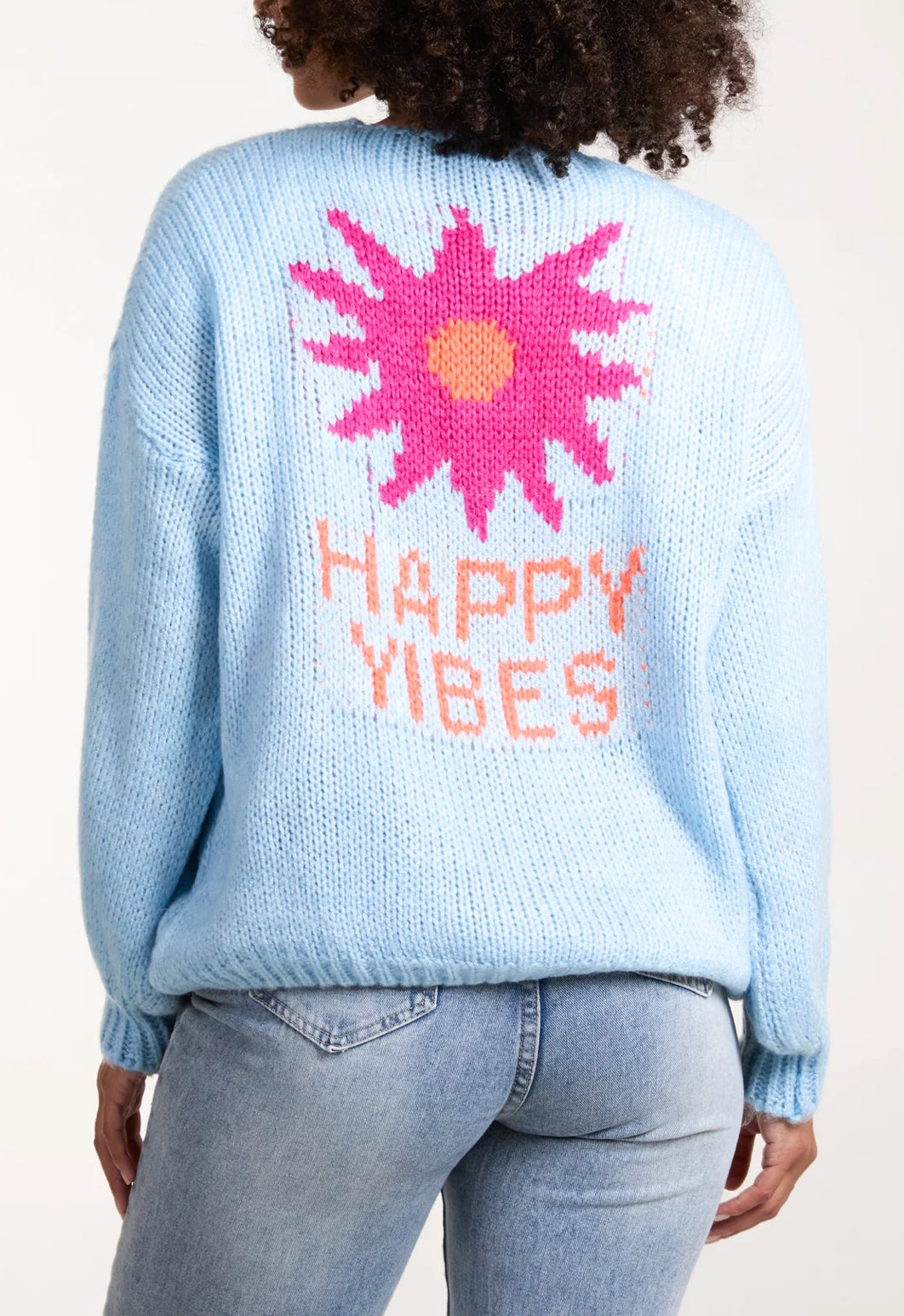 ‘Happy Vibes’ flower cardigan