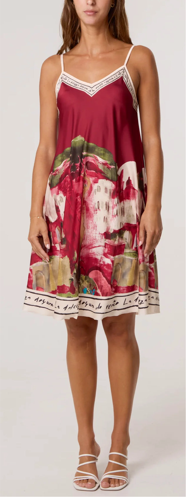 Cami border print dress (short)