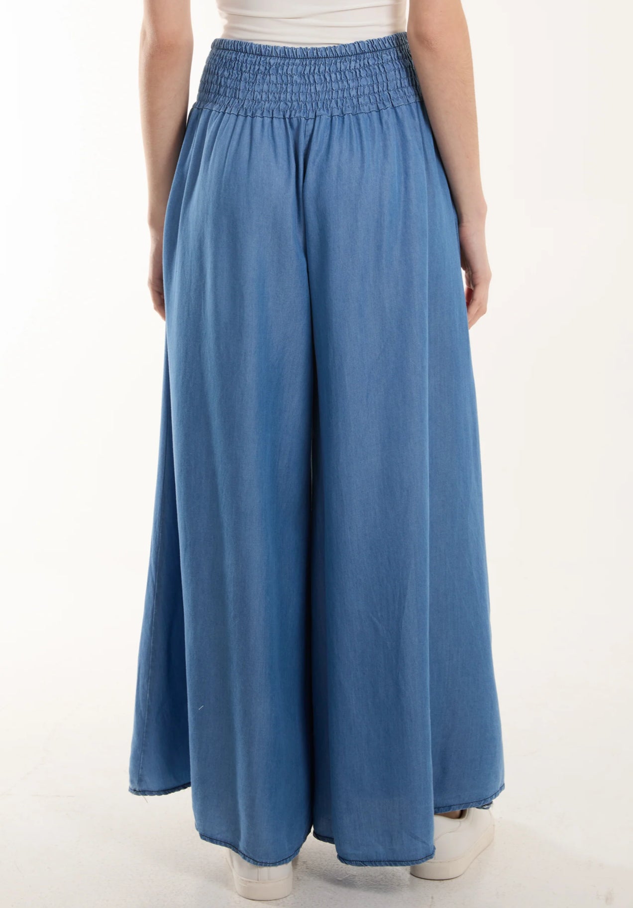 Wide leg denim pocket trousers