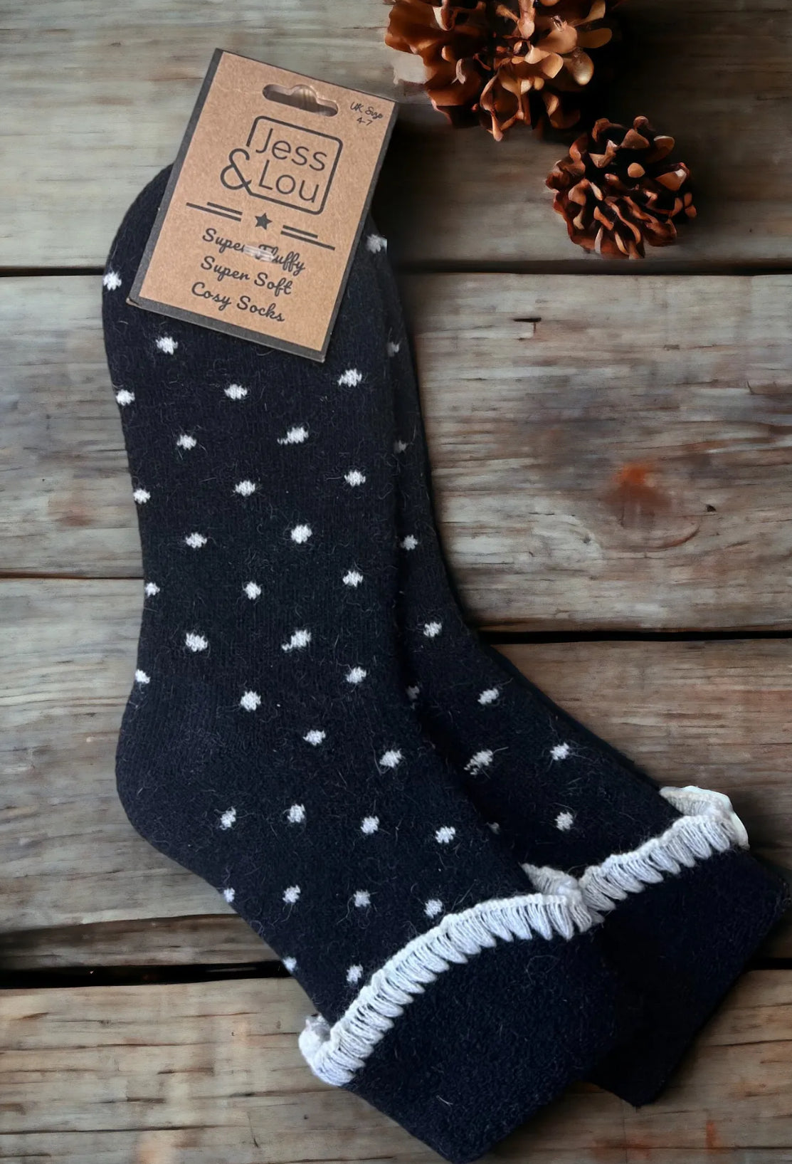 Black dotty cuff socks