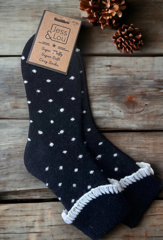 Black dotty cuff socks