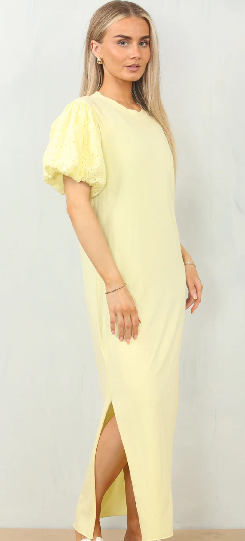 Puff sleeve anglaise maxi dress