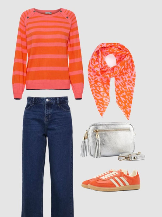 Stripy pink and orange pullover