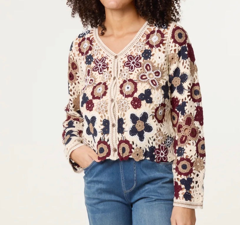 Crochet v-neck cardigan