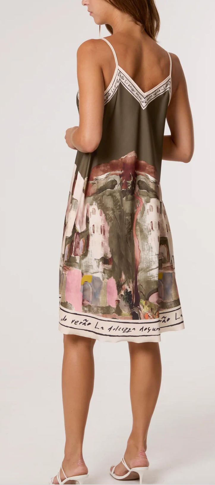 Cami border print dress (short)