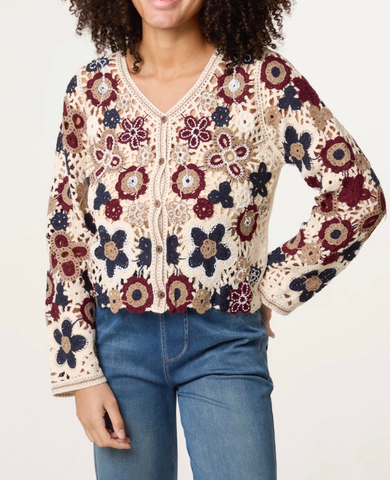 Crochet v-neck cardigan