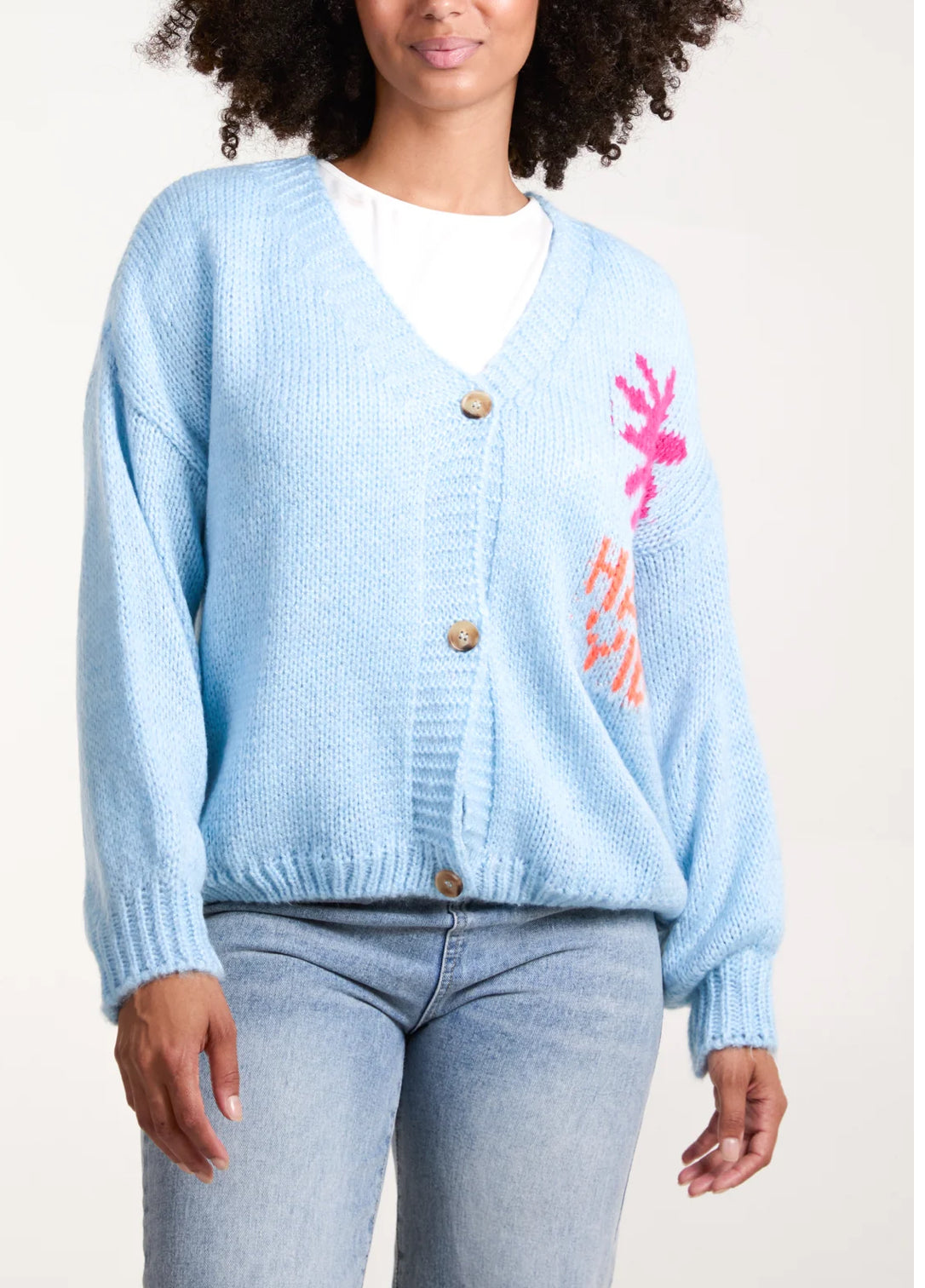 ‘Happy Vibes’ flower cardigan