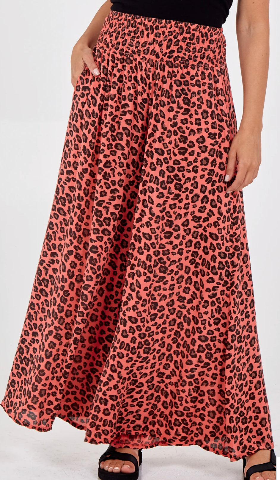 Leopard print wide leg trousers