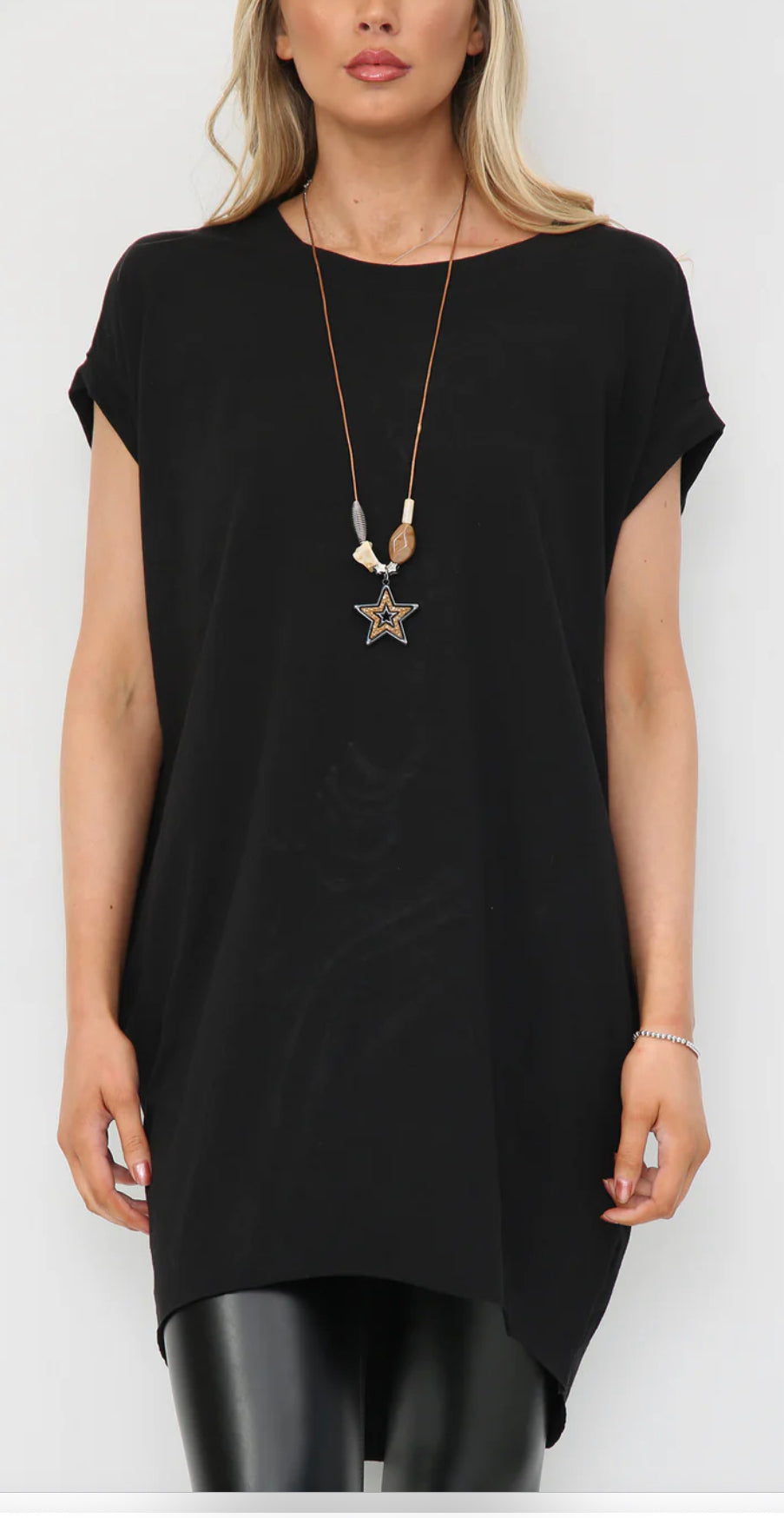 Cap sleeve longer length T-shirt