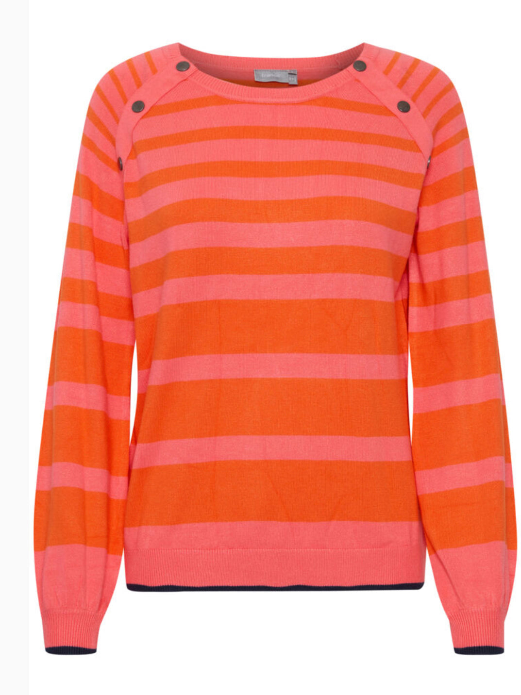 Stripy pink and orange pullover with button detail