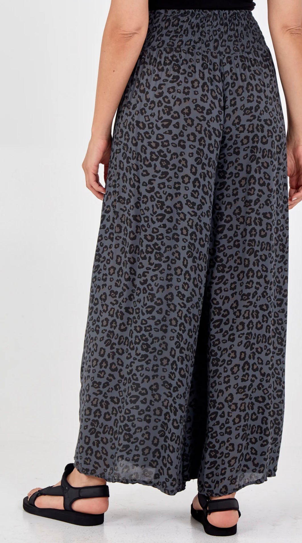 Leopard print wide leg trousers