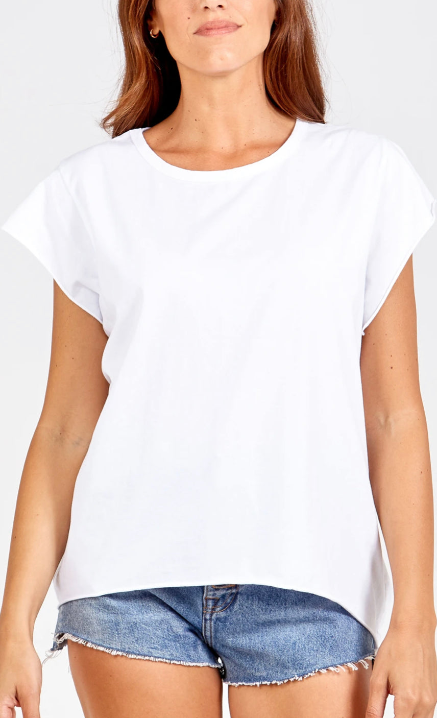 Cap sleeve roll edged top