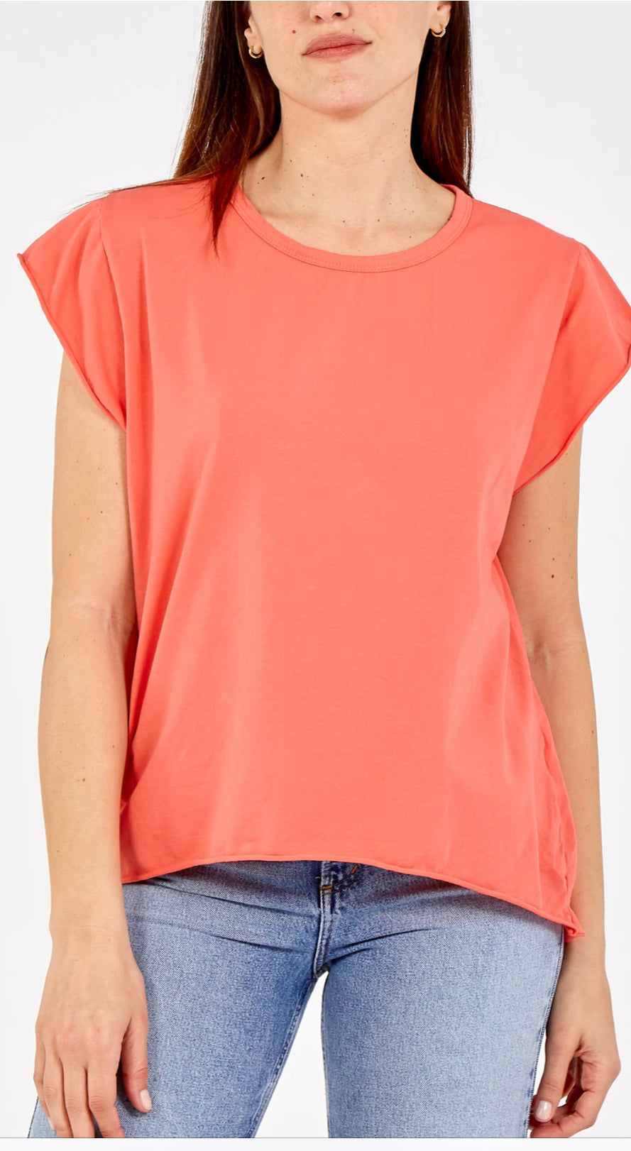 Cap sleeve roll edged top