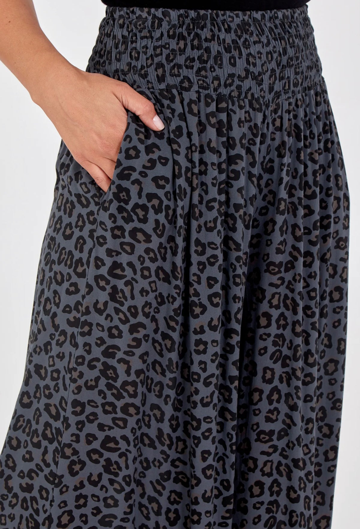 Leopard print wide leg trousers