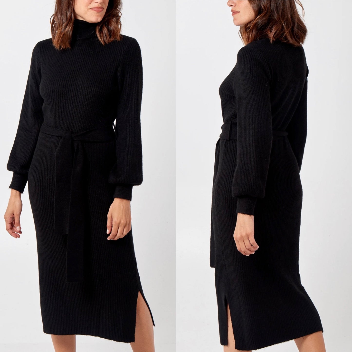 Roll neck midi dress