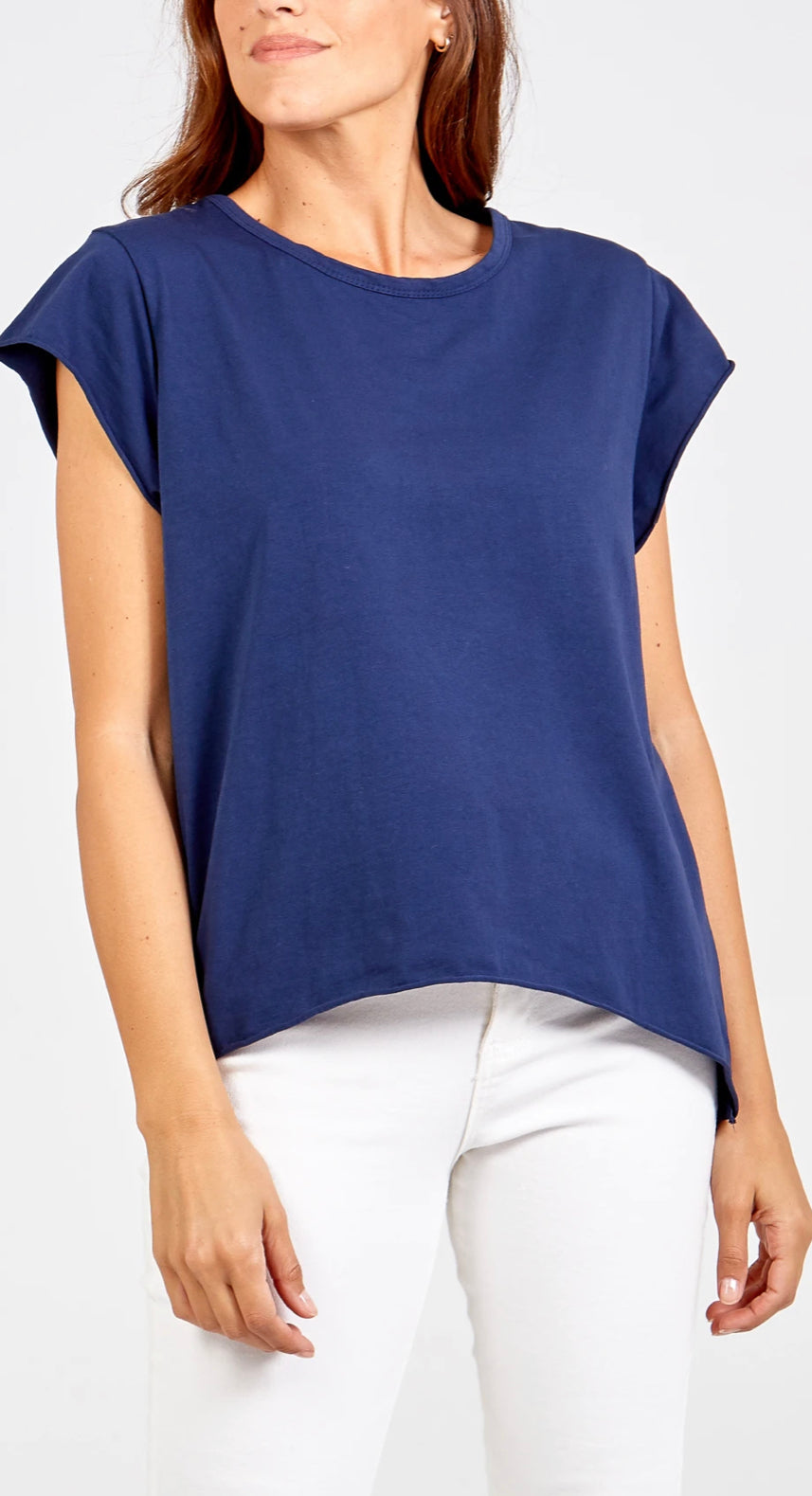 Cap sleeve roll edged top