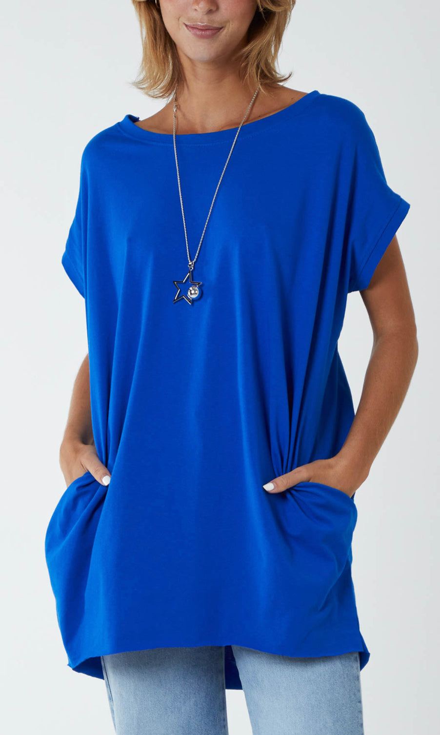 Cap sleeve longer length T-shirt